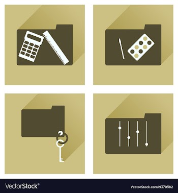 Concept of flat icons with long shadow folder vector image