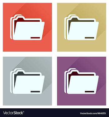 Concept of flat icons with long shadow folder vector image