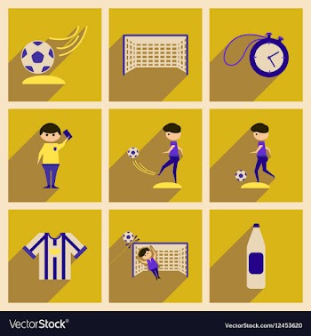 Concept of flat icons with long shadow football vector image