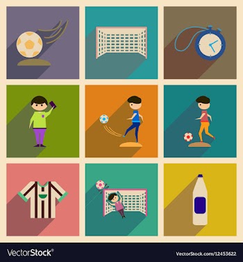 Concept of flat icons with long shadow football vector image