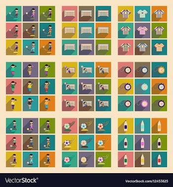 Concept of flat icons with long shadow football vector image