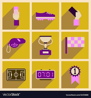Concept of flat icons with long shadow football vector image