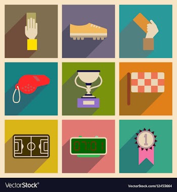 Concept of flat icons with long shadow football vector image