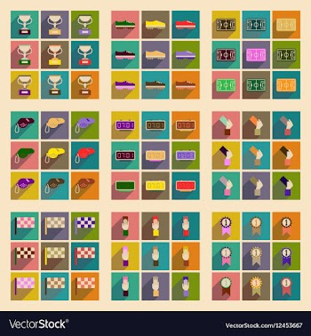 Concept of flat icons with long shadow football vector image