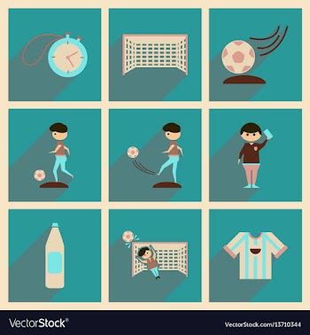 Concept of flat icons with long shadow football vector image