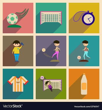 Concept of flat icons with long shadow football vector image
