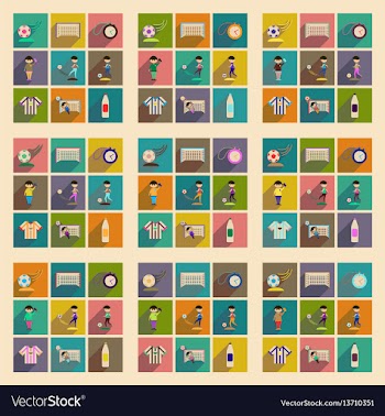 Concept of flat icons with long shadow football vector image