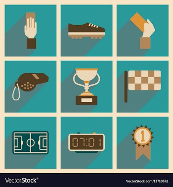 Concept of flat icons with long shadow football vector image