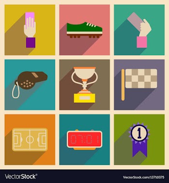 Concept of flat icons with long shadow football vector image
