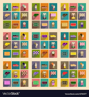 Concept of flat icons with long shadow football vector image