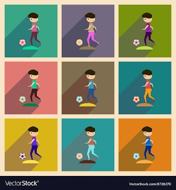 Concept of flat icons with long shadow football vector image