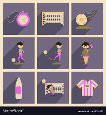 Concept of flat icons with long shadow football vector image