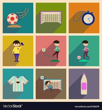 Concept of flat icons with long shadow football vector image