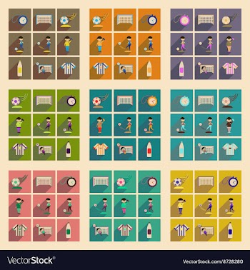 Concept of flat icons with long shadow football vector image