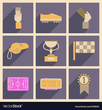 Concept of flat icons with long shadow football vector image