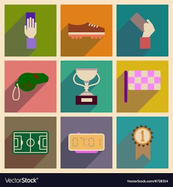 Concept of flat icons with long shadow football vector image