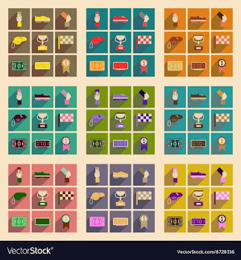 Concept of flat icons with long shadow football vector image