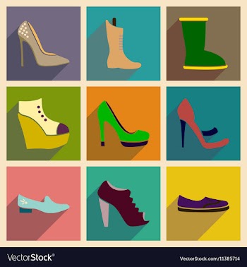 Concept of flat icons with long shadow footwear vector image