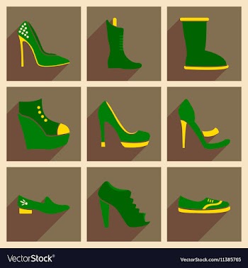 Concept of flat icons with long shadow footwear vector image