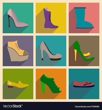 Concept of flat icons with long shadow footwear vector image
