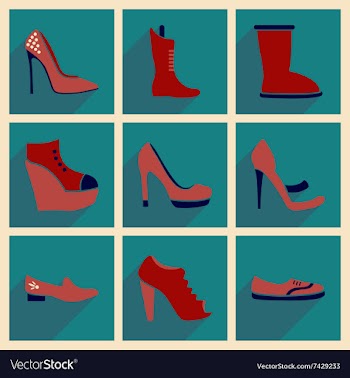 Concept of flat icons with long shadow footwear vector image