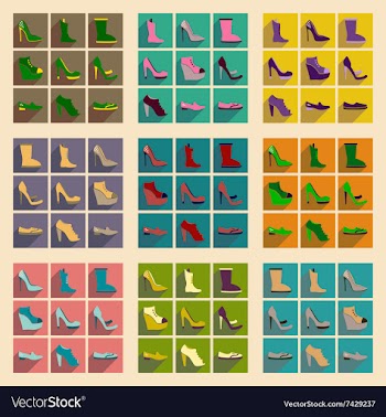 Concept of flat icons with long shadow footwear vector image