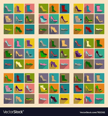 Concept of flat icons with long shadow footwear vector image