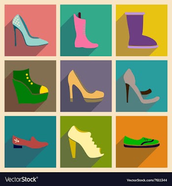 Concept of flat icons with long shadow footwear vector image