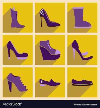 Concept of flat icons with long shadow footwear vector image