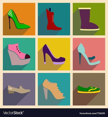 Concept of flat icons with long shadow footwear vector image