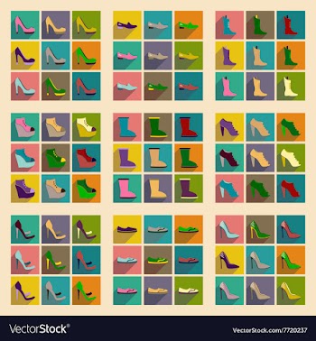 Concept of flat icons with long shadow footwear vector image