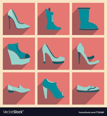 Concept of flat icons with long shadow footwear vector image