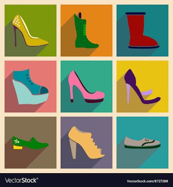 Concept of flat icons with long shadow footwear vector image