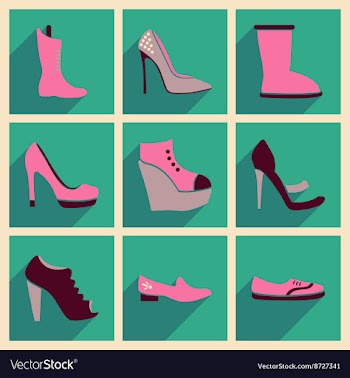 Concept of flat icons with long shadow footwear vector image