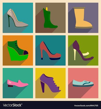 Concept of flat icons with long shadow footwear vector image