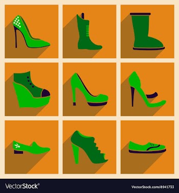 Concept of flat icons with long shadow footwear vector image