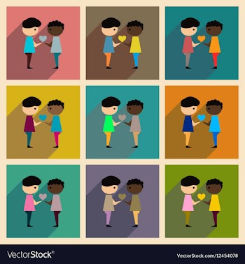 Concept of flat icons with long shadow friendship vector image