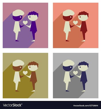 Concept of flat icons with long shadow friendship vector image