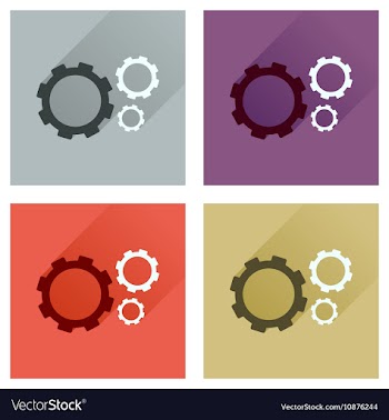 Concept of flat icons with long shadow gears vector image