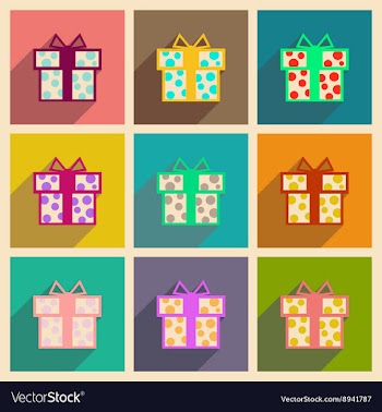 Concept of flat icons with long shadow gift box vector image