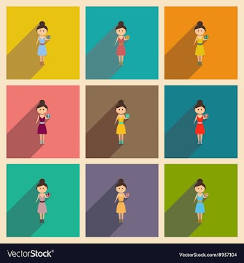 Concept of flat icons with long shadow girl gift vector image