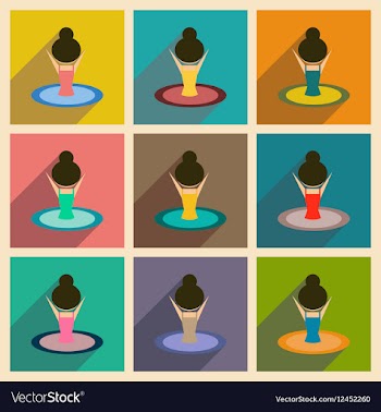 Concept of flat icons with long shadow girl in vector image