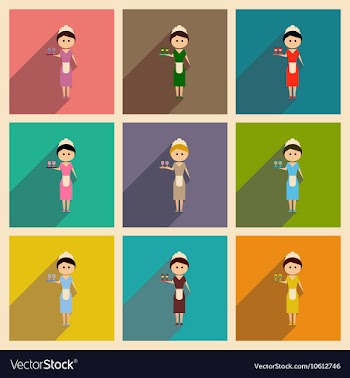 Concept of flat icons with long shadow girl vector image