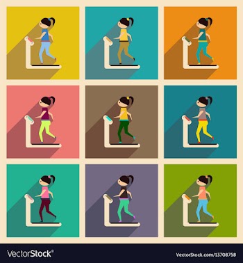 Concept of flat icons with long shadow girl vector image