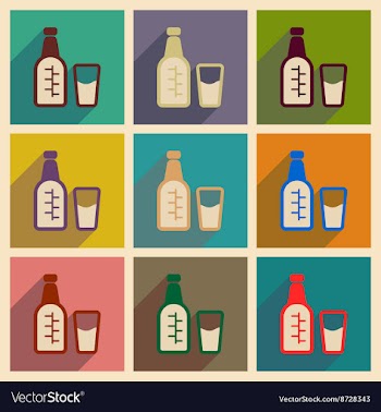 Concept of flat icons with long shadow glass vector image