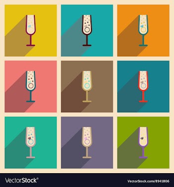 Concept of flat icons with long shadow glass vector image