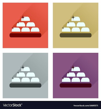 Concept of flat icons with long shadow gold vector image