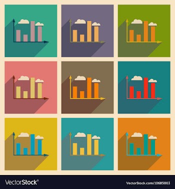 Concept of flat icons with long shadow graph vector image