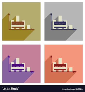 Concept of flat icons with long shadow graph vector image