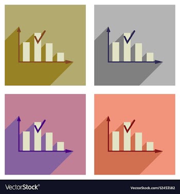 Concept of flat icons with long shadow graph vector image